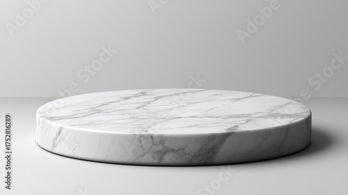 Elegant White Marble Round Podium for Product Display.