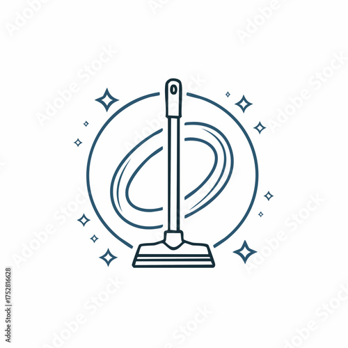 Simple Line Art Cleaning Tool with Sparkles.