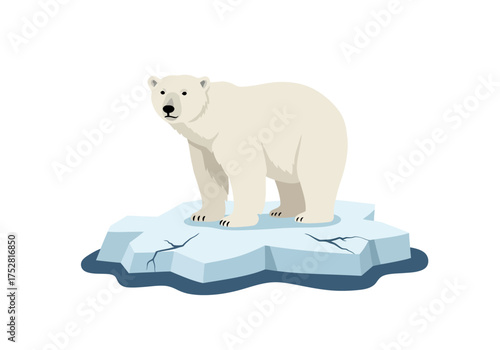 Polar Bear Standing on Iceberg Illustration.