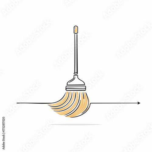 Simple Line Art Illustration of a Broom.