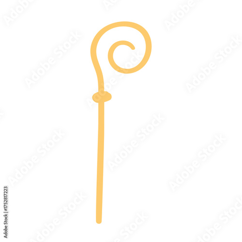 Simple vector illustration of an episcopal crozier. Minimal holiday design for Saint Nicholas.