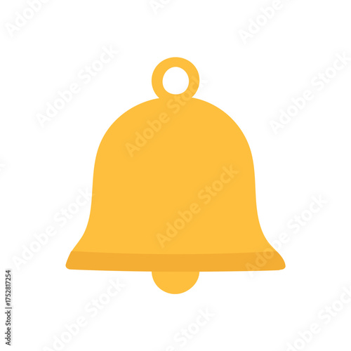 Minimal vector illustration of a golden bell. Simple holiday design for holiday news on white background.