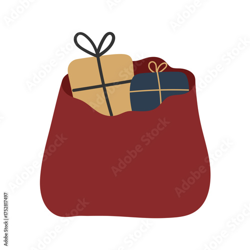 Simple vector illustration of a sack full of presents. Minimal holiday design for Sinterklaas.