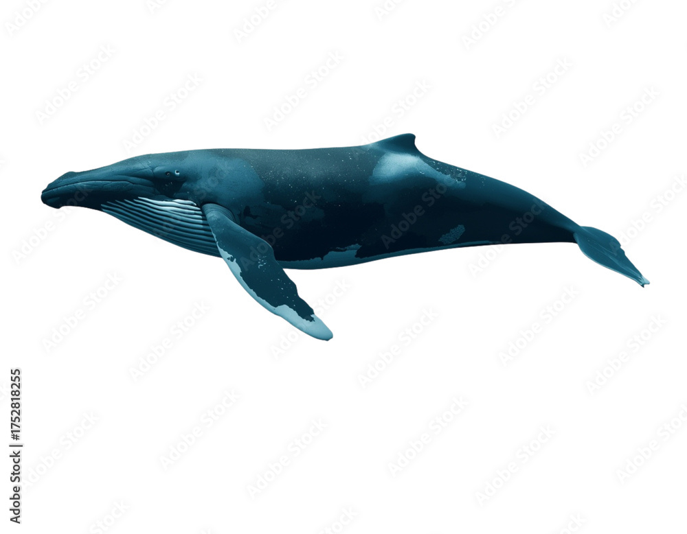 Obraz premium Whale Swimming Above Ocean Surface, Aerial Drone View, Isolated on Transparent Background