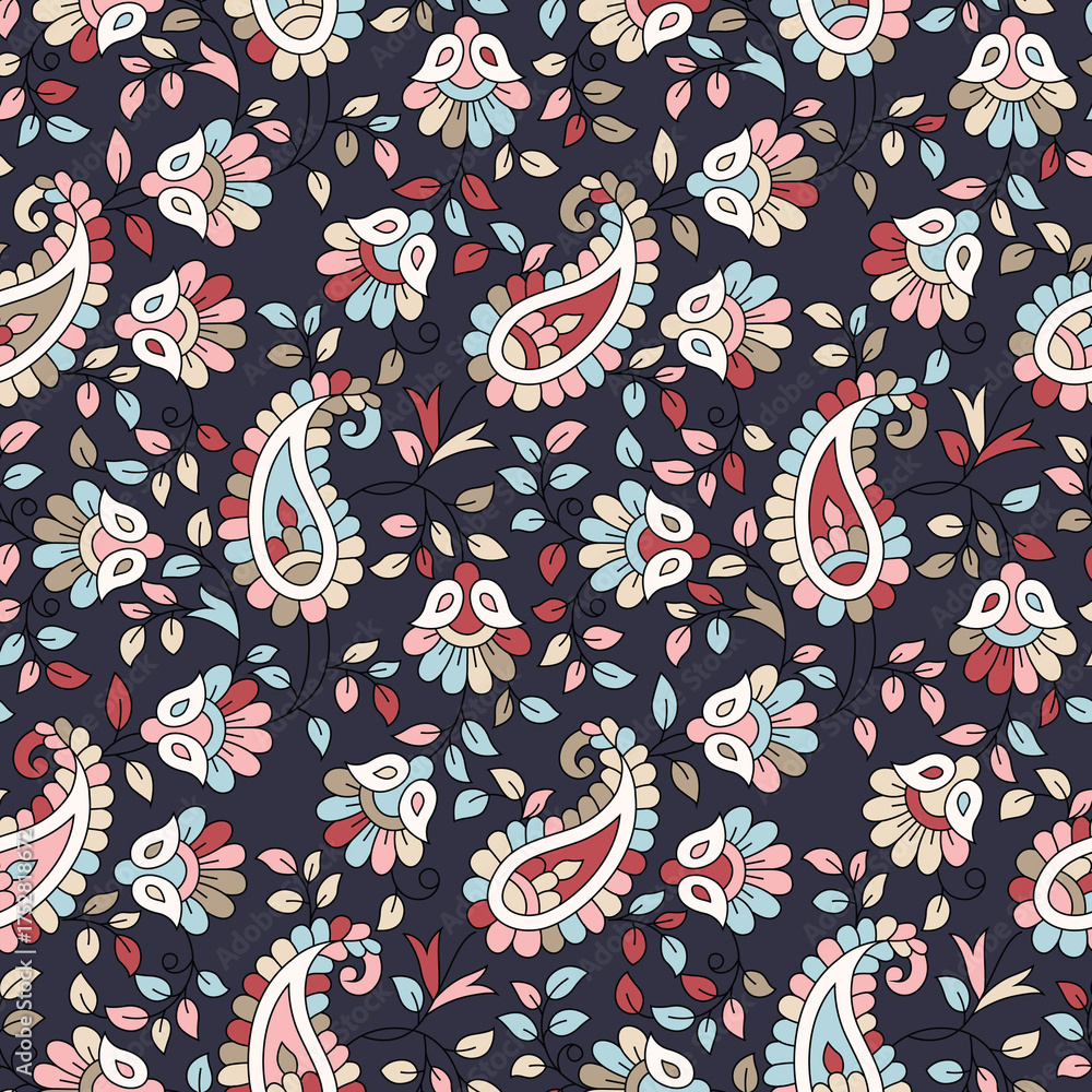 Naklejka premium Indian traditional Paisley vector seamless pattern