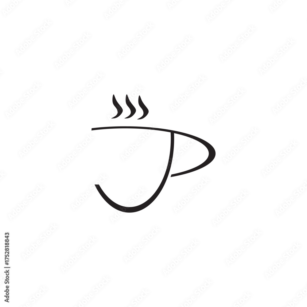 Fototapeta premium Black Coffee Cup Minimal Steam Icon