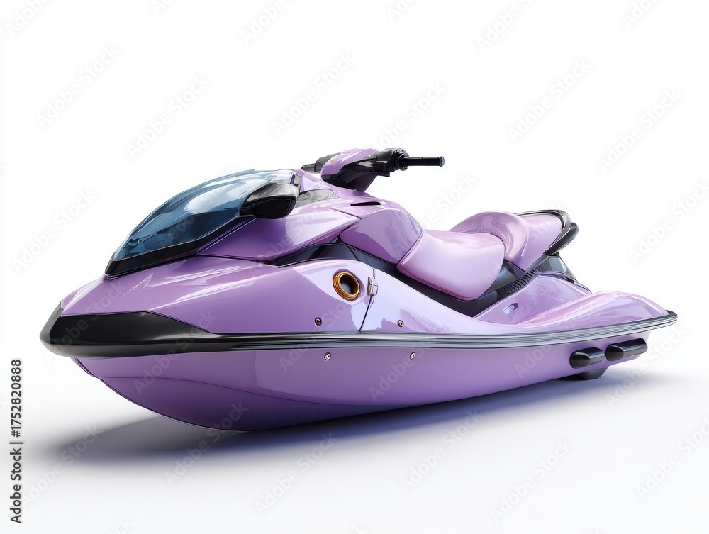 Naklejka premium Violet Jet Ski with Sleek Tank White Background