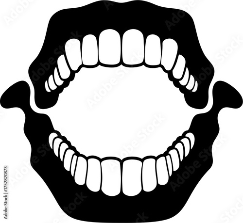Human teeth illustration silhouette isolated white background