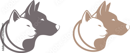 Loyal dog and cat friends side by side, representing companionship and harmony.