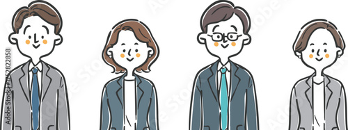 いろいろなビジネスパーソン　上半身　ベクター
