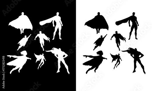 superhero silhouette set vector illustration, superhero silhouette design, superhero silhouette set, superhero, art, man, boy, superhero man silhouette vector illustration, black, wings, set, sport, 