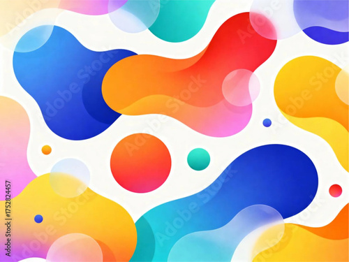 Vibrant abstract shapes and colorful blobs in a dynamic digital illustration