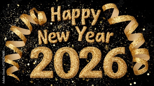 mini glittering golden happy new year 