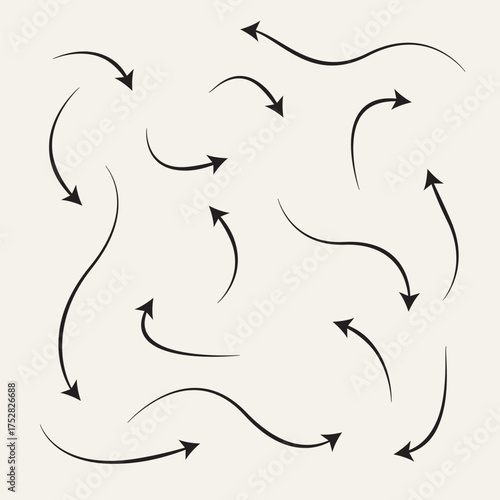 Curve arrow icon set. set of black long curve arrow for app and ui design. long up arrow icon set