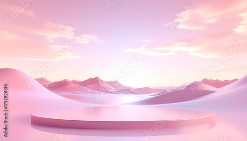Wallpaper Mural Generative AI, Beautiful gradient scene landscape with light pink color, horizontal wallpaper. Abstract studio room background with podium Torontodigital.ca