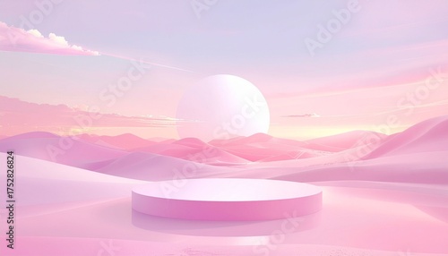 Wallpaper Mural Generative AI, Beautiful gradient scene landscape with light pink color, horizontal wallpaper. Abstract studio room background with podium Torontodigital.ca