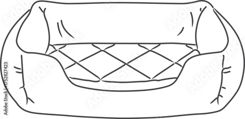 Cushioned pet bed with stitched sides