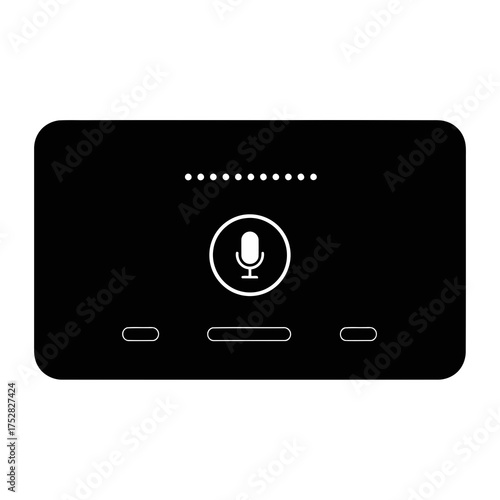 Voice Command Microphone Button On Modern Black Device Interface For Recording And Speech