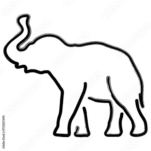 elephant icon, brush strokes, vector illustration on white background.