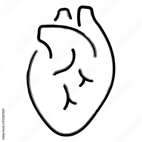 heart organ icon, brush strokes, vector illustration on white background.