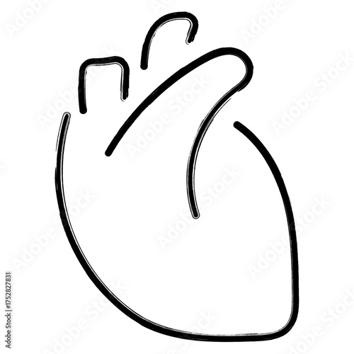 heart organ icon, brush strokes, vector illustration on white background.