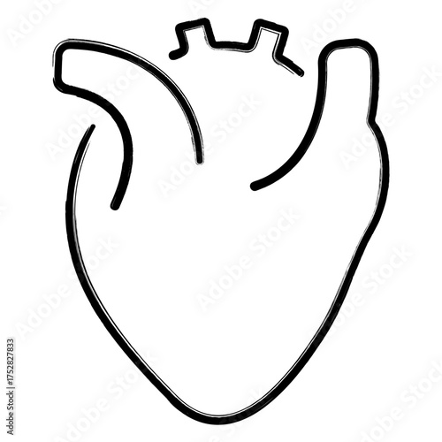 heart organ icon, brush strokes, vector illustration on white background.