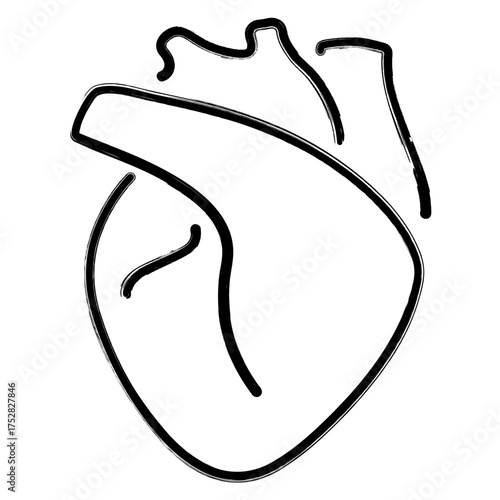 heart organ icon, brush strokes, vector illustration on white background.