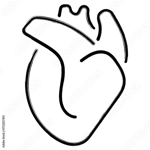 heart organ icon, brush strokes, vector illustration on white background.