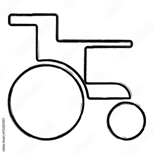 disabled person icon, brush strokes, vector illustration on white background.