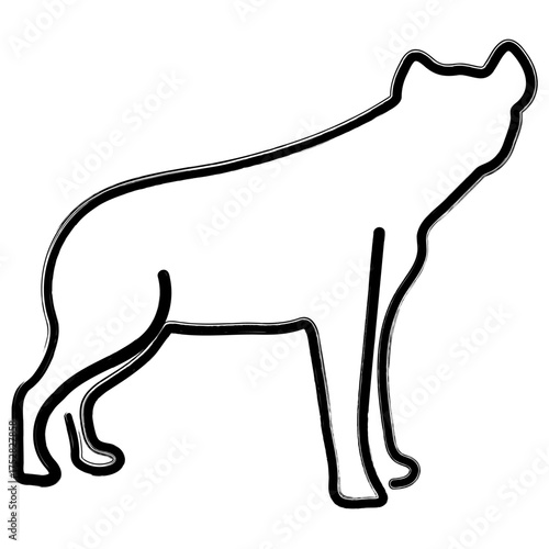 hyena icon, brush strokes, vector illustration on white background.