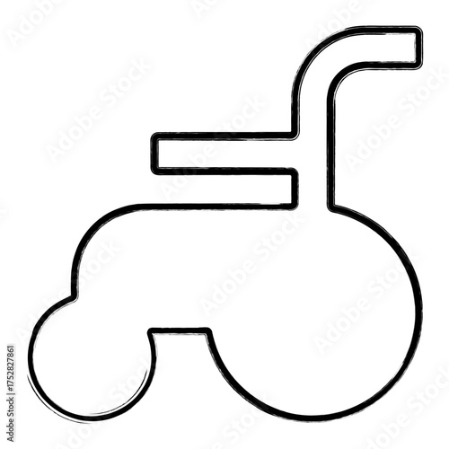 disabled person icon, brush strokes, vector illustration on white background.