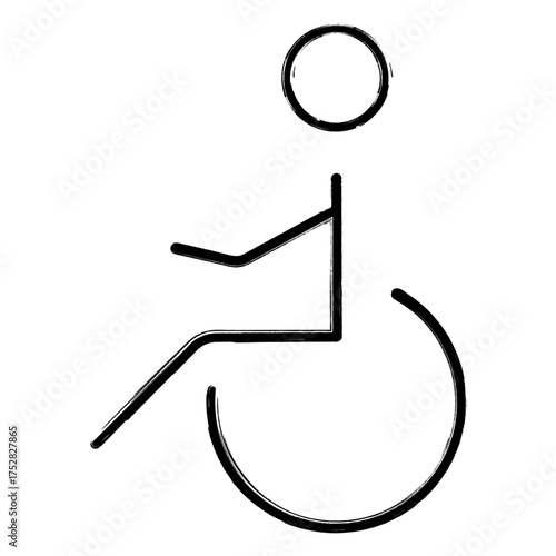 disabled person icon, brush strokes, vector illustration on white background.