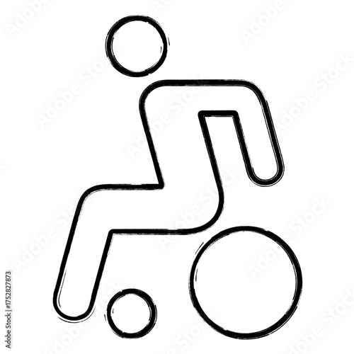 disabled person icon, brush strokes, vector illustration on white background.