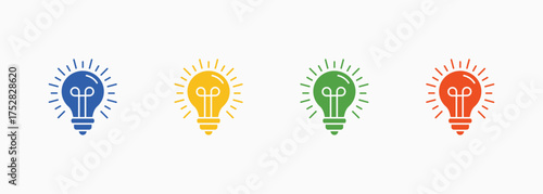 Bulb Icon Set Color Multiple Style Collection