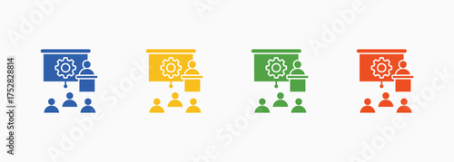 Presentation Icon Set Color Multiple Style Collection