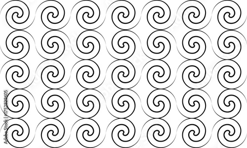 Repeating Black Greek Key Swirl Pattern spiral wave