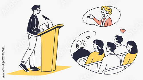 Presenter Engaging Audience at Professional Seminar Learning Public Speaking Skills and Inspiring Confidence for Effective Business Communication