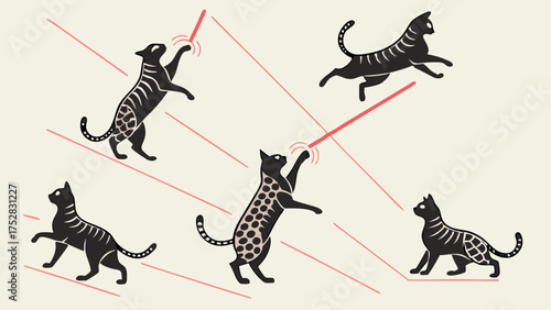 Agile Black Cats Chasing Red Laser Beams for Business Strategy, Digital Marketing Focus and Goal Targeting
