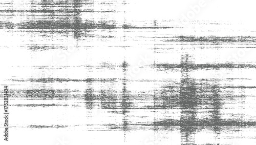 A monochrome abstract pattern of gray horizontal lines and scattered dots on a white background.