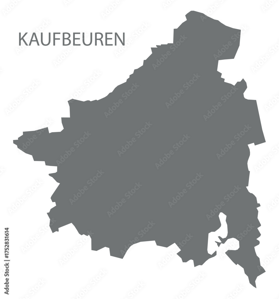 Obraz premium Kaufbeuren city map with boroughs grey illustration silhouette shape