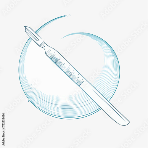 Stylized Illustration of a Surgical Scalpel with Blade.