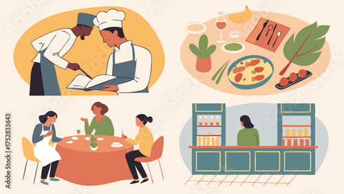 Chefs Cooking Training Restaurant Dining Cafe Service Hospitality Business Food Industry Marketing Education