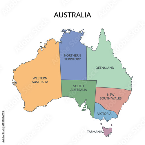 A territory of Australia in a flat style isolated on white background. Australia borders. Vector clipart.