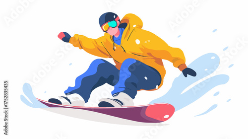 Man riding on a snowboard