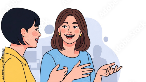 Two women in conversation, illustrating communication and connection