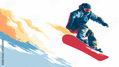 Man riding on a snowboard vector illustration