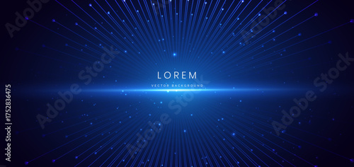 Hi speed blue light lines with lighting effect and sparkle on dark blue background.