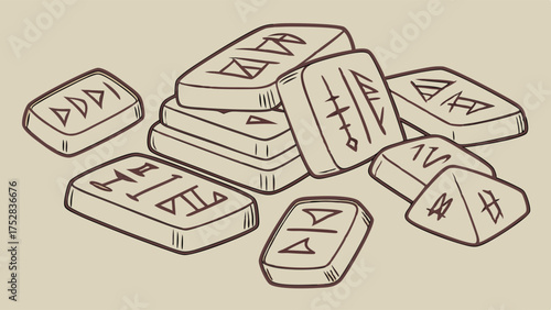 Mystical Rune Stones Illustration for Fortune Telling Spiritual Guidance Esoteric Wisdom and Destiny