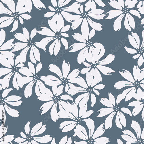 abstract a solid multicolor small and big flower mixed vector pattern arrangement with medium color, all over vector design with white background illustration digital