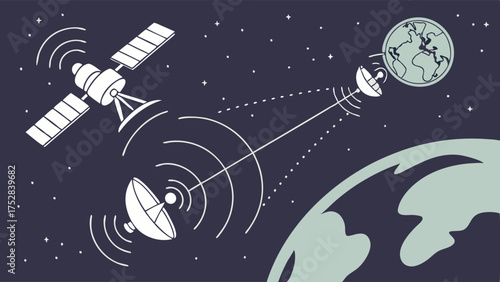 Global Satellite Communication System Transmitting Digital Data and Wireless Signals to Earth for Internet Connectivity